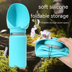 Portable Folding Pet Water Bottle – Leak-Proof Silicone Travel Dispenser for Dogs & Cats, 550ml