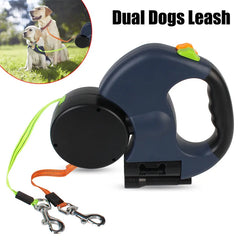 Dual Retractable Reflective Dog Leash