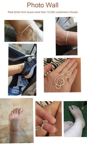 DOORE Thin 925 stamped silver plated Shiny Chains Anklet