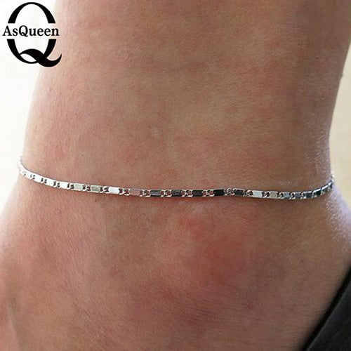 ASQUEEN Fine Ankle Bracelet Cheville Barefoot Sandals Foot Jewelry Leg Chain On Foot For Women