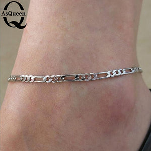 ASQUEEN Fine Ankle Bracelet Cheville Barefoot Sandals Foot Jewelry Leg Chain On Foot For Women