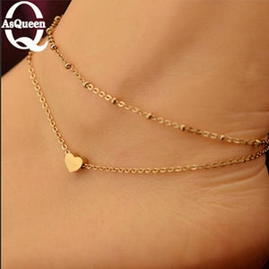 ASQUEEN Fine Ankle Bracelet Cheville Barefoot Sandals Foot Jewelry Leg Chain On Foot For Women