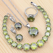 Load image into Gallery viewer, TELO Women&#39;s 925 Olive Green Sterling Silver Jewelry Set