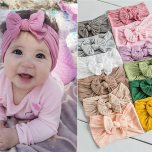 BONJEAN New Baby Nylon Headband Soft Rabbit Bow Knot Turban